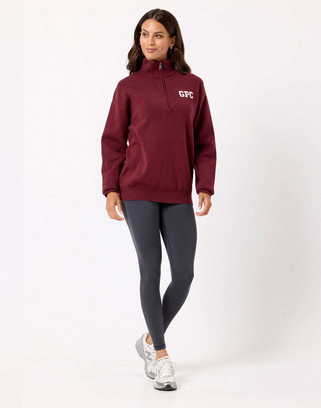 Knit Half Zip in Mulberry