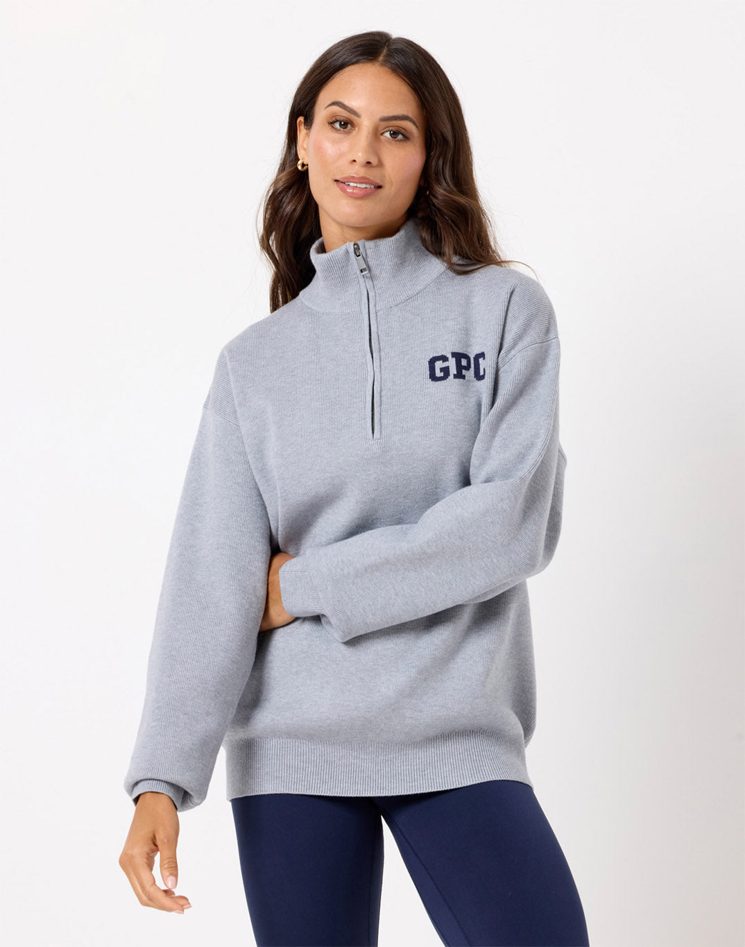 Knit Half Zip in Stone