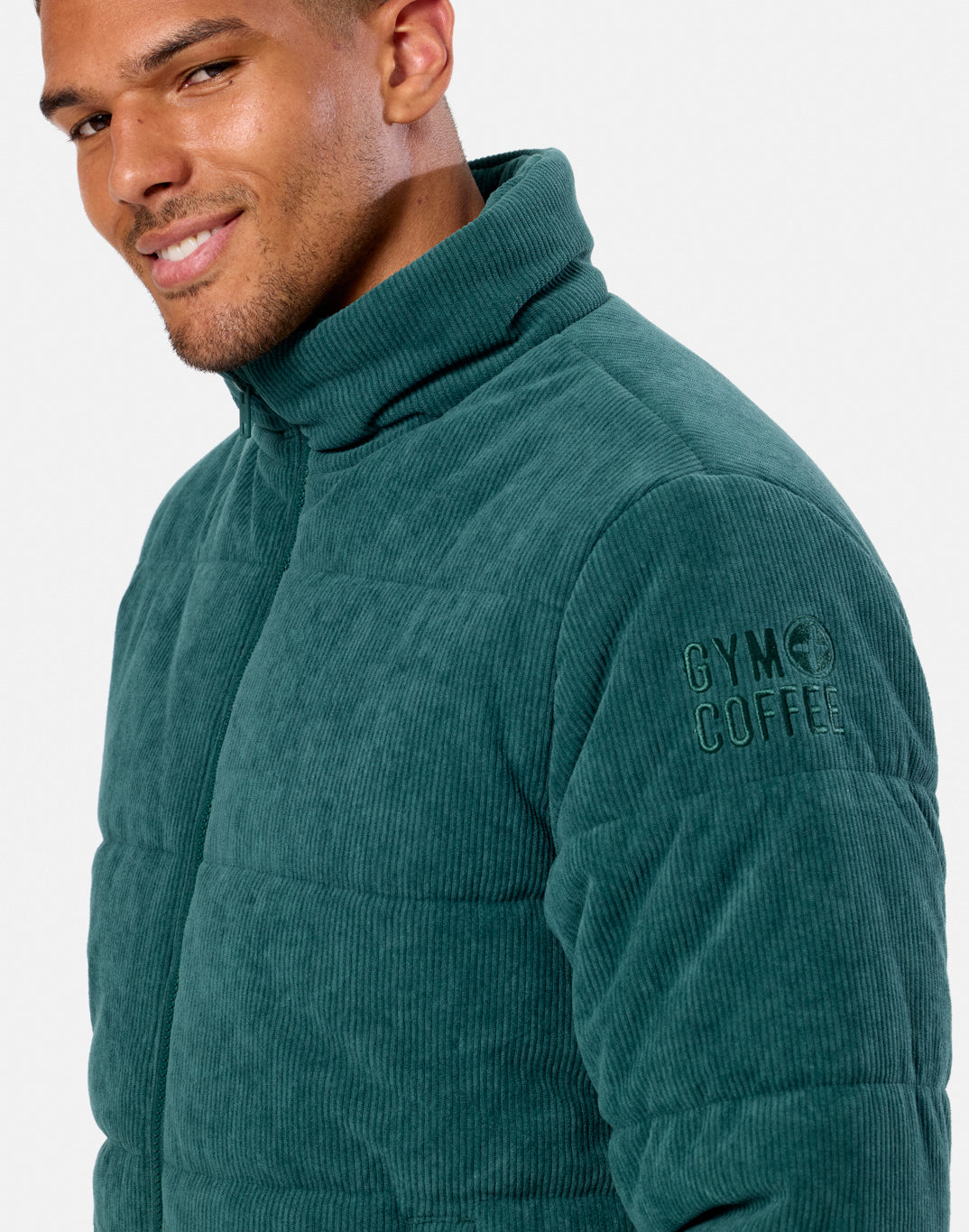 Cord Puffer Jacket in Amazon Green