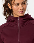 Sierra Crop Half Zip Hoodie in Cherry Crush