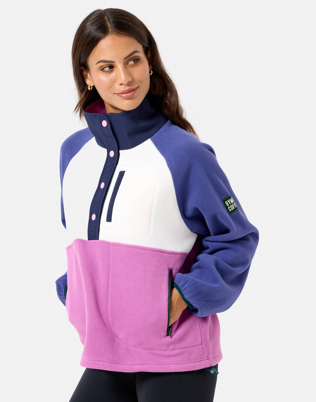 Snap Polar Fleece in Crisp Pink
