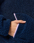 Industry Fleece High Collar Jacket in Petrol Blue