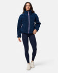Industry Fleece High Collar Jacket in Petrol Blue