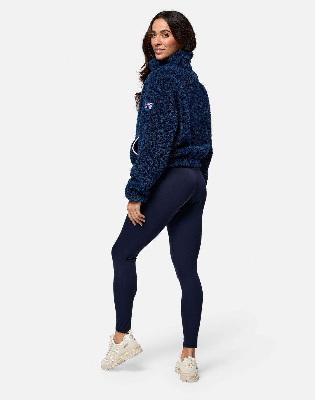 Industry Fleece High Collar Jacket in Petrol Blue