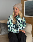 Snap Polar Fleece in Teal Pop Print