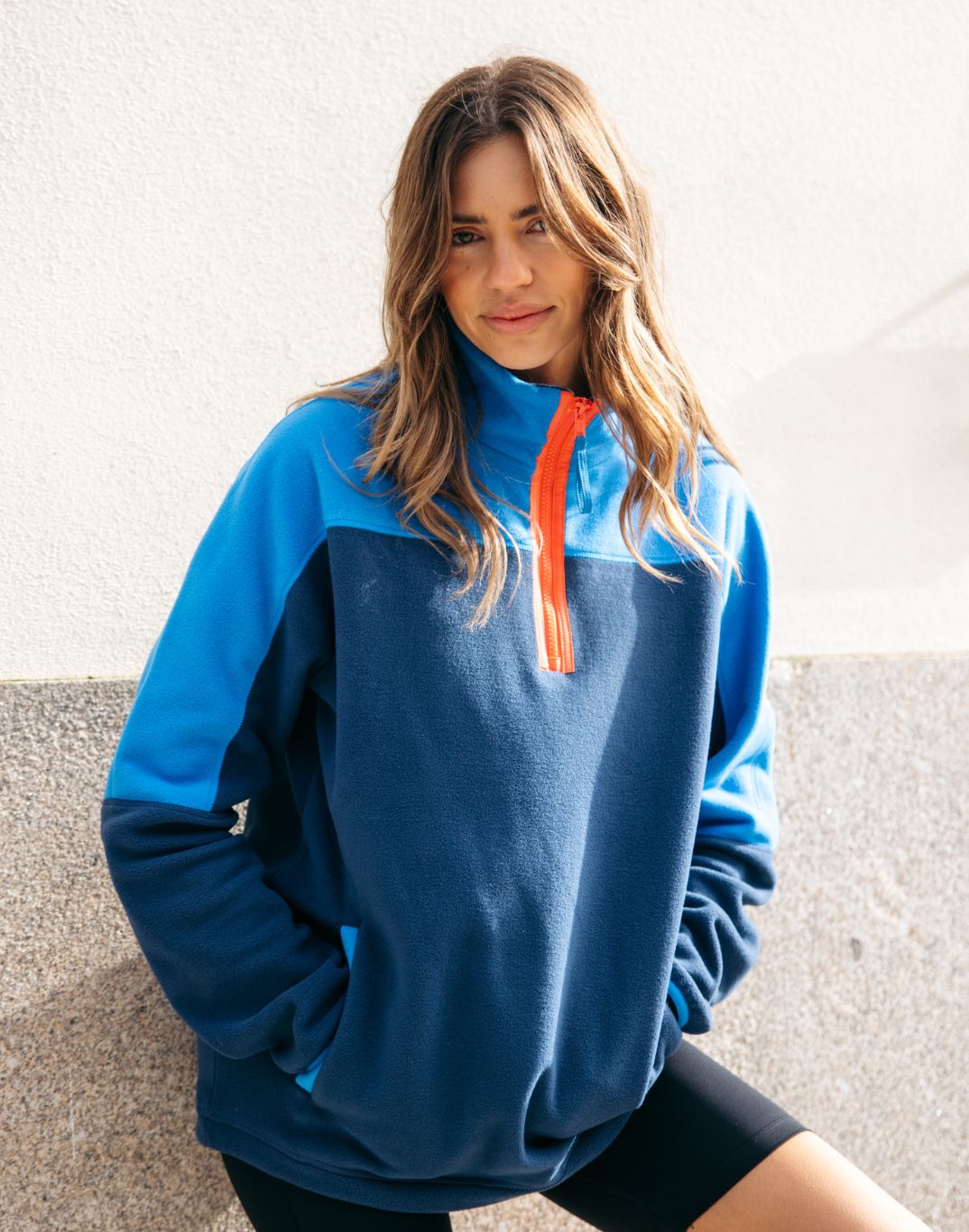 Half Zip Polar Fleece in Petrol Blue - Main Image