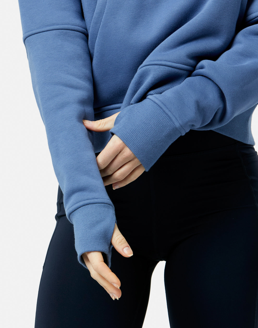 Sierra Half Zip Crop Hoodie in Oasis Blue