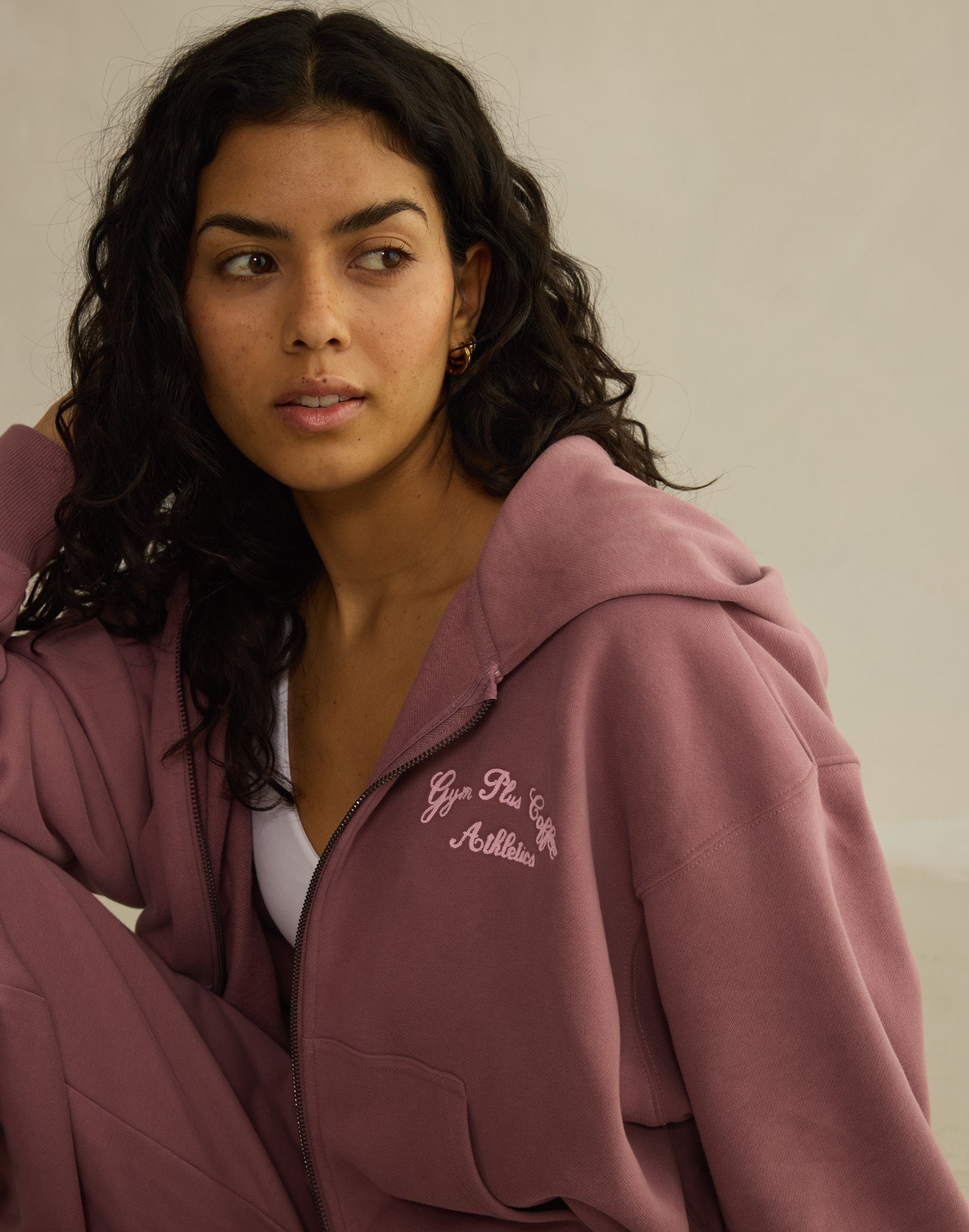 Daily Zip Hoodie in Terra Rose