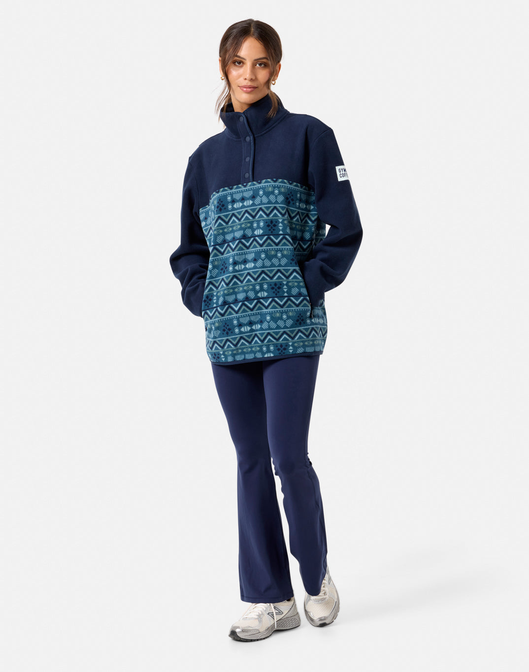 Half Snap Polar Fleece in Aztec Print