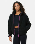 Industry Fleece High Collar Jacket in Black