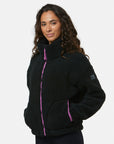 Industry Fleece High Collar Jacket in Black