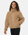 Industry High Collar Fleece Jacket in Sandstone