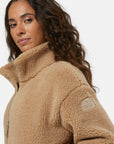 Industry High Collar Fleece Jacket in Sandstone