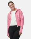 Pink Fleck Zip Crop Hoodie