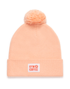 Knit Bobble Beanie in Sunrise Peach