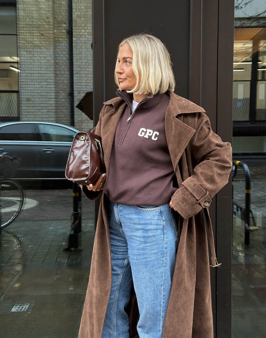 Knit Half Zip in Mocha Bean