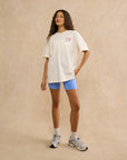 Oversized Print Tee in Warm White