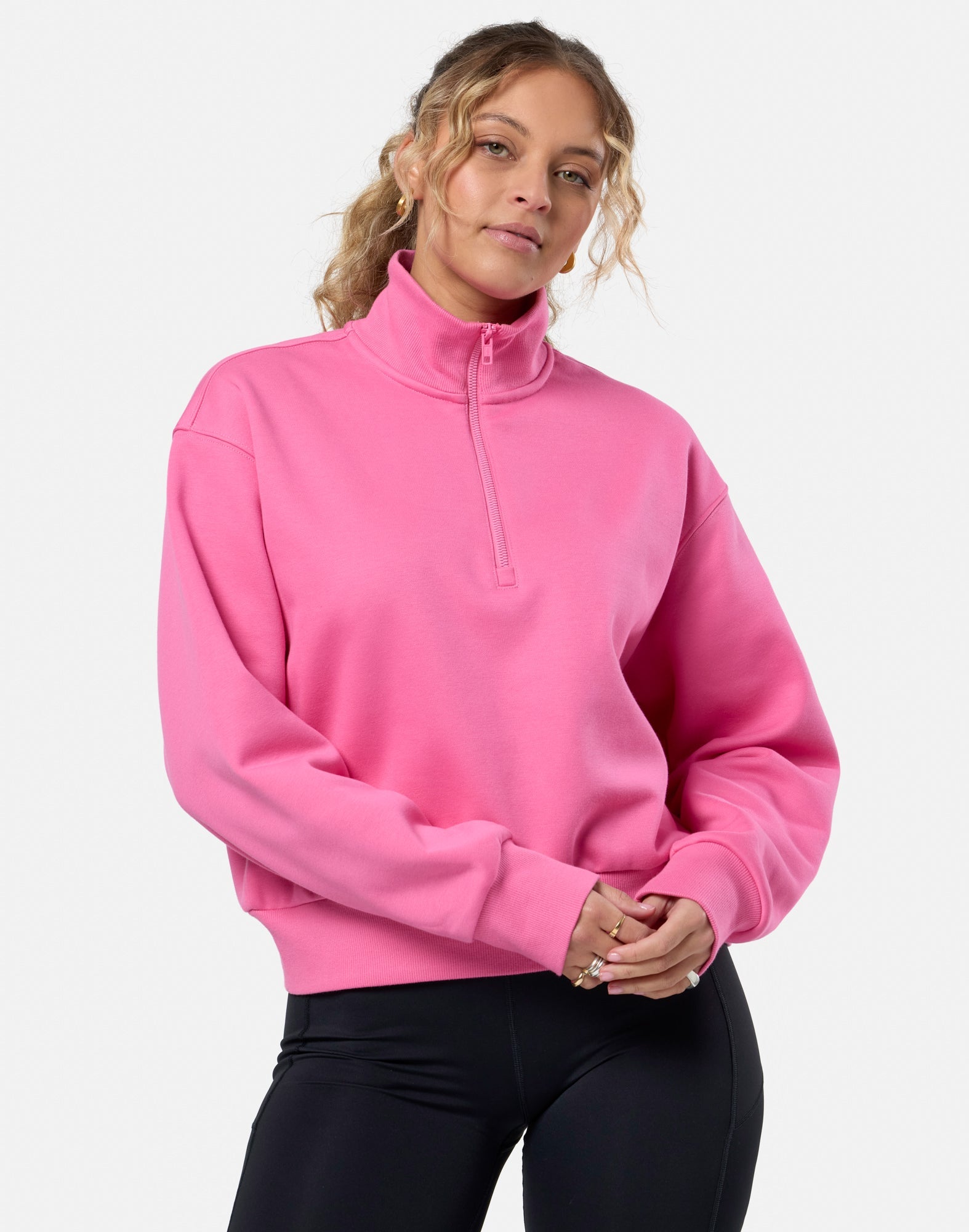 Ribbed Quarter Zip in Sangria Sunset