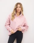 Snap Collar Sierra Sweatshirt in Dusty Pink