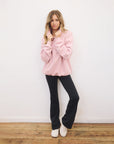 Snap Collar Sierra Sweatshirt in Dusty Pink