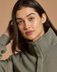 Snap Collar Sierra Sweatshirt in Olive