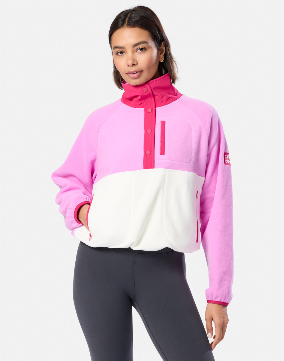 Snap Polar Fleece in Neon Pink