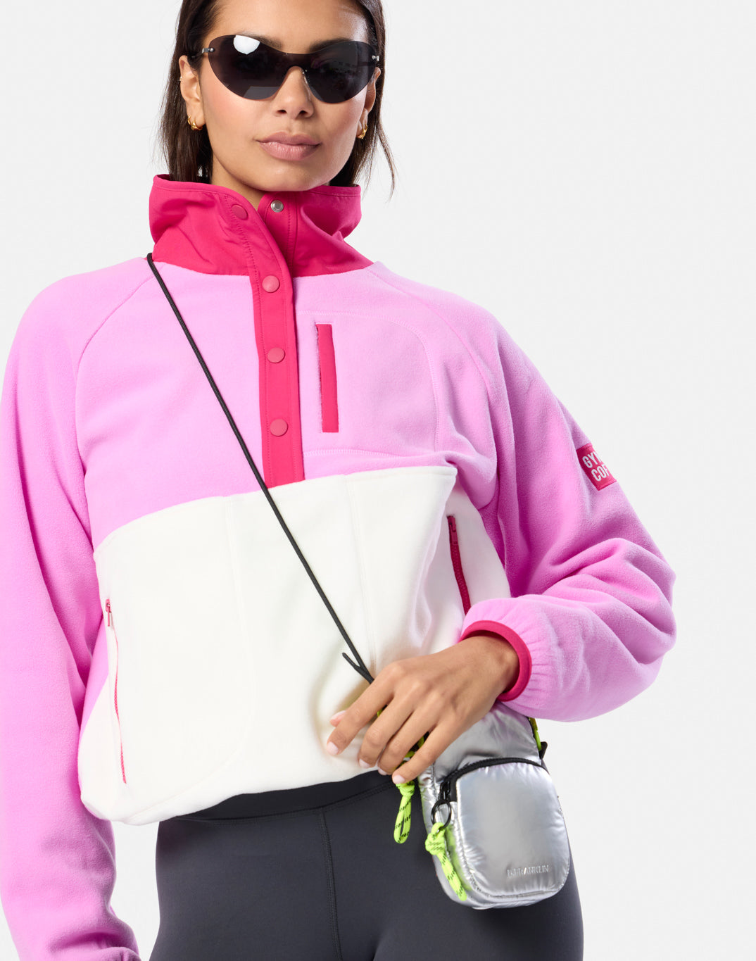 Snap Polar Fleece in Neon Pink