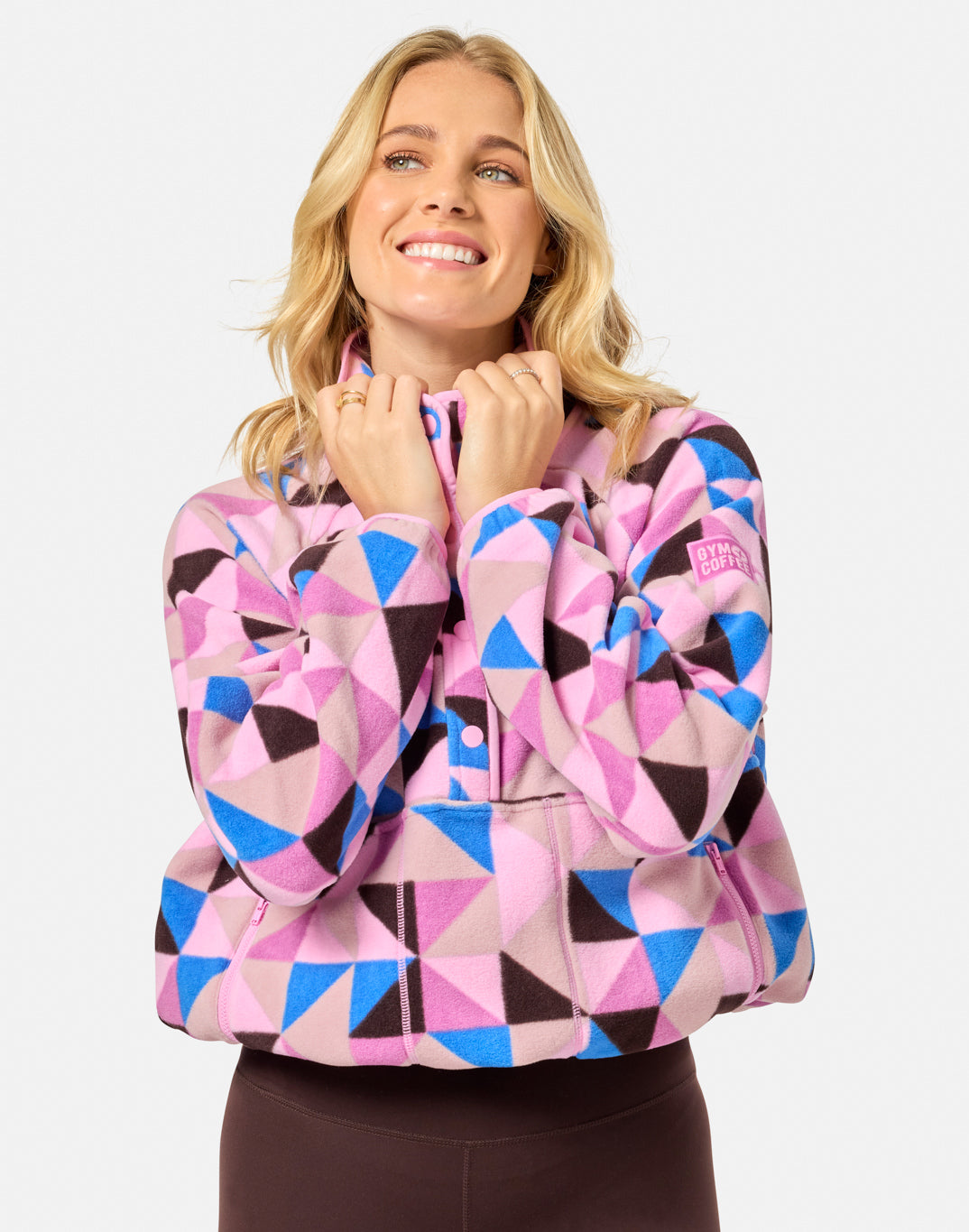 Snap Polar Fleece in Geo Pop Print