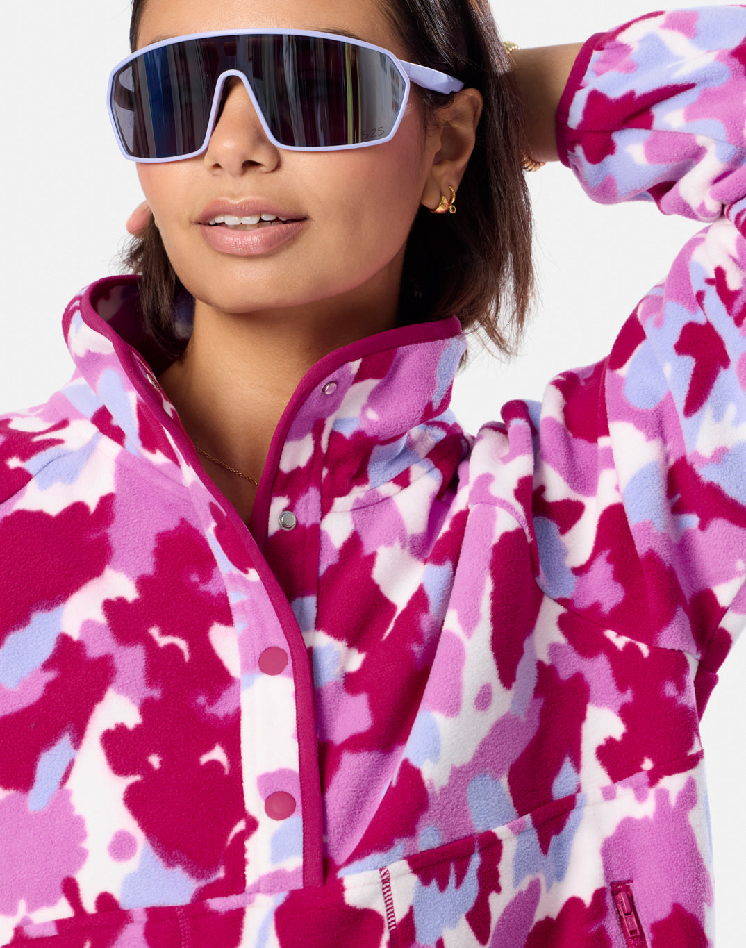 Snap Polar Fleece in Pink Pop Print