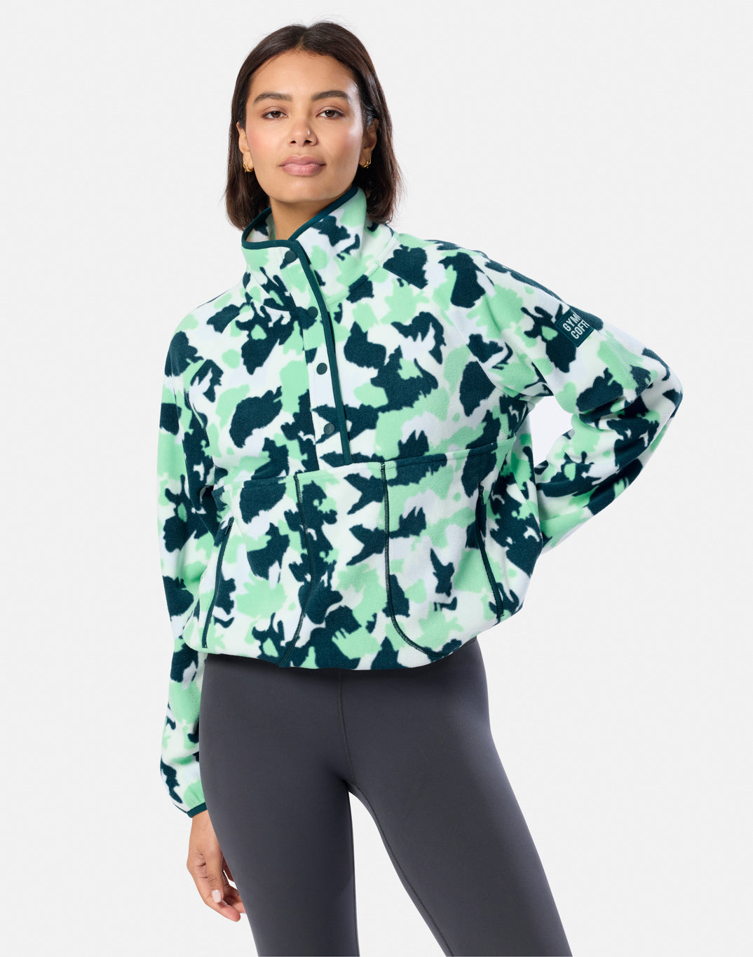 Snap Polar Fleeece in Teal Pop Print