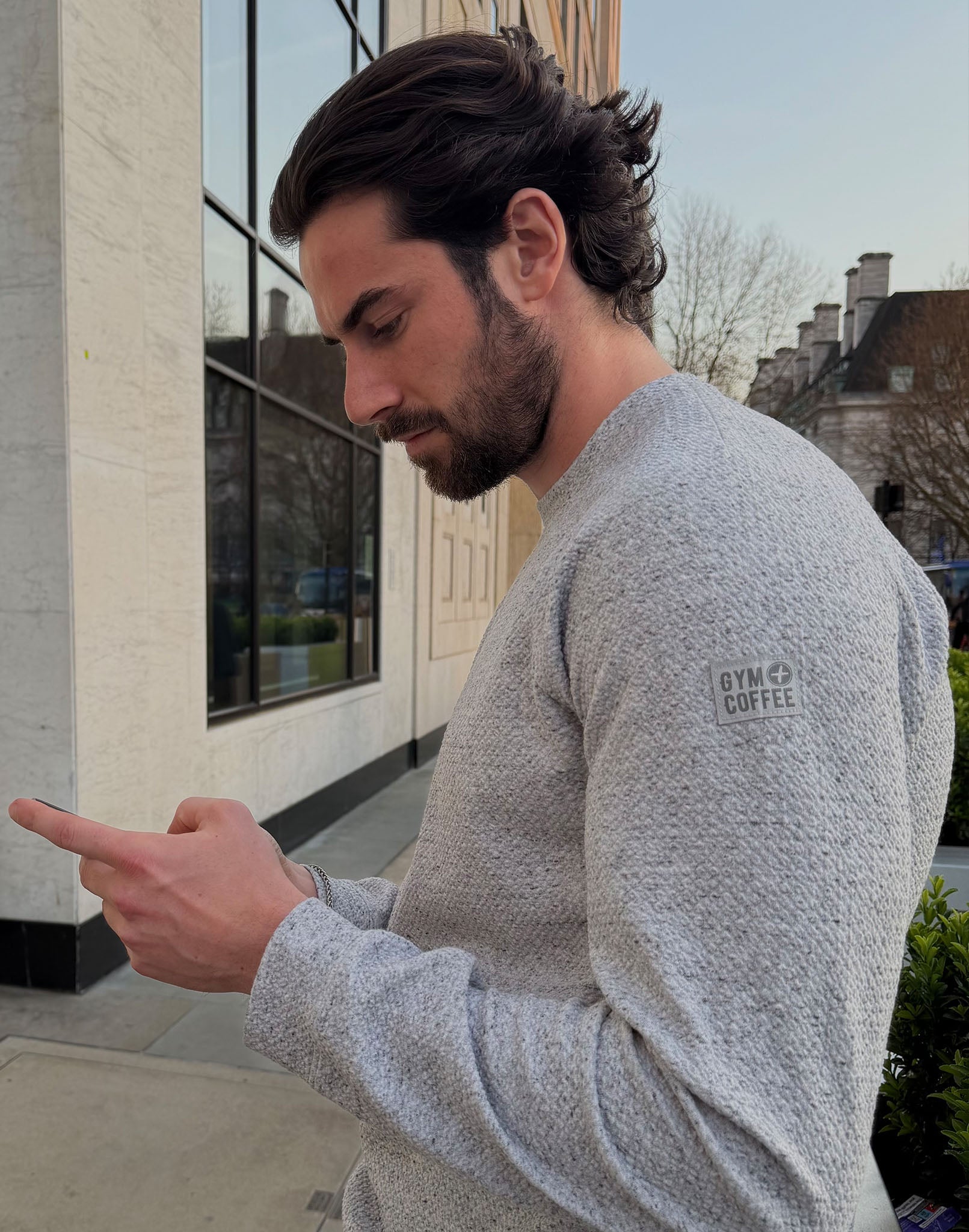 Textured Sweatshirt in Heather Grey