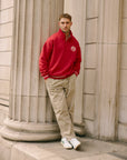 Varsity Funnel Neck Zip Sweatshirt in Crimson Red