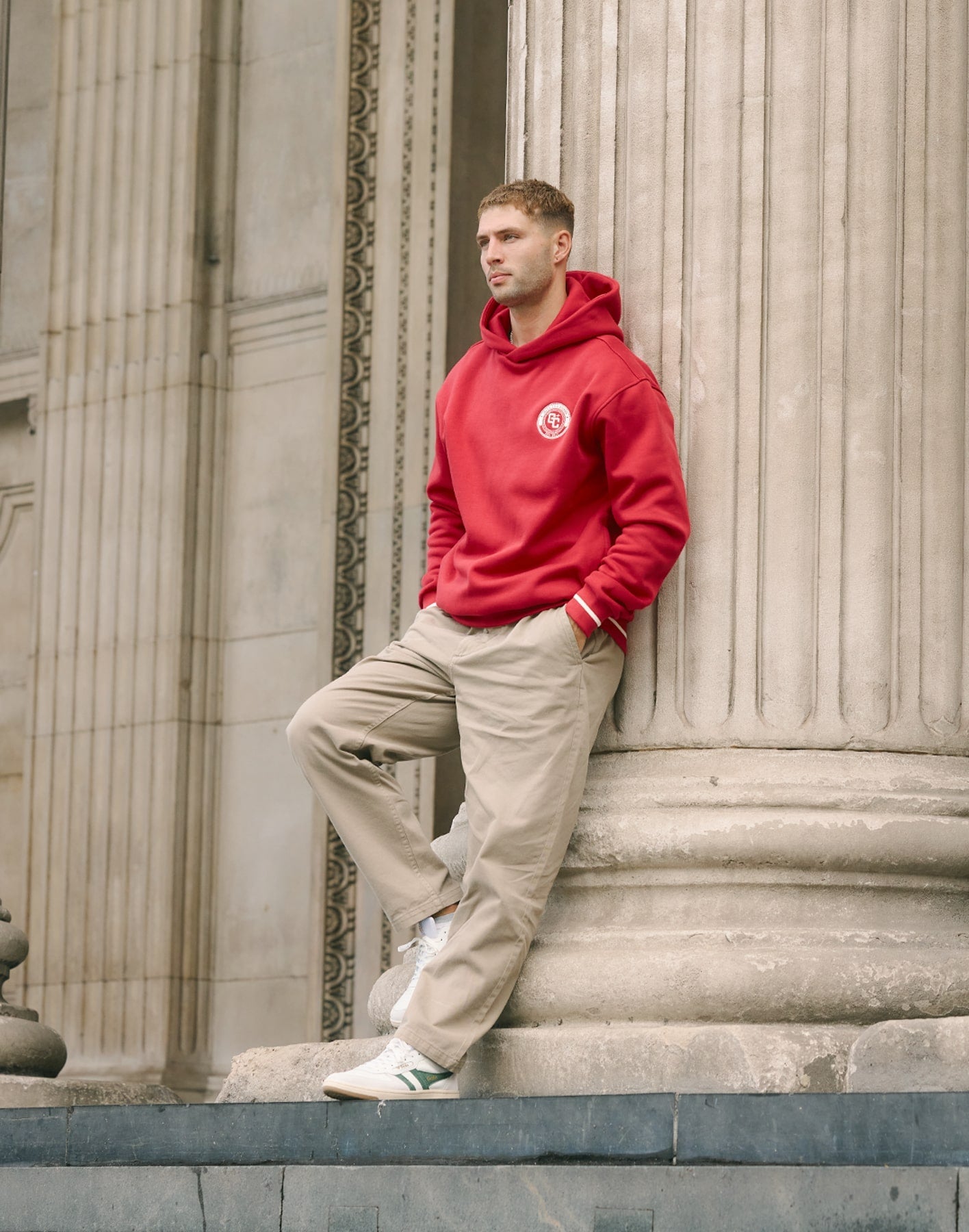 Varsity Hoodie in Crimson Red