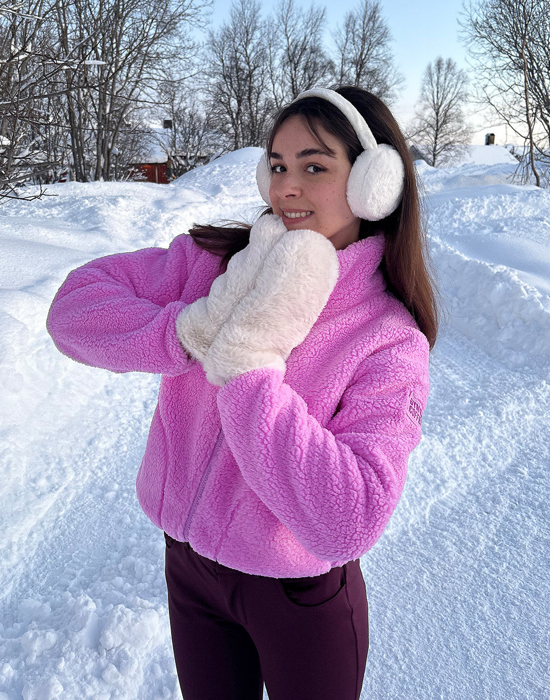 Industry Fleece High Collar Jacket in Neon Pink