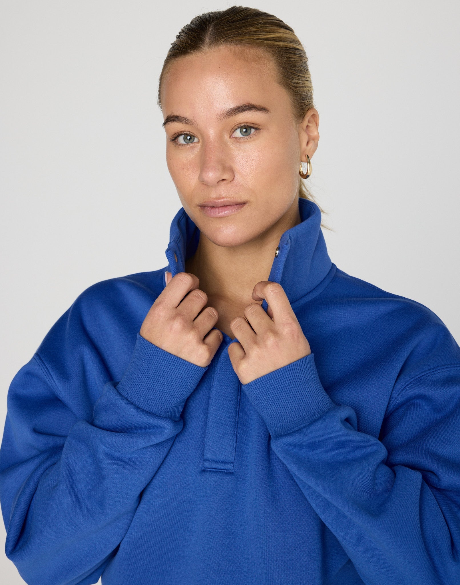 Daily Snap Collar Sweatshirt in Tidal Blue