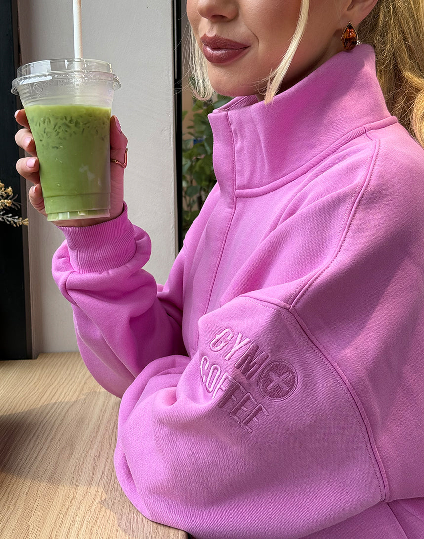 Snap Collar Sierra Sweatshirt in Neon Pink