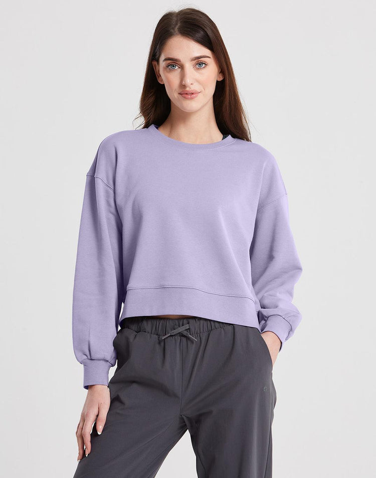 Avenue Puffed Sleeve Crew in Lilac - Sweatshirts - Gym+Coffee