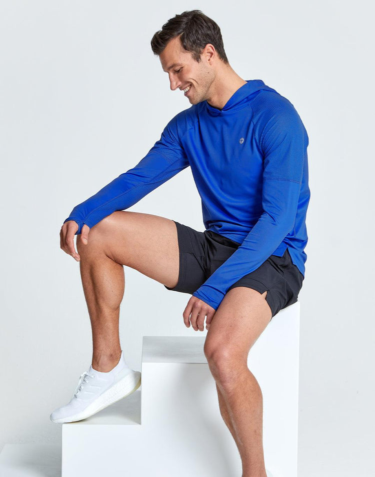 Celero Hooded Long Sleeve in Earth Blue - Mid Layer - Gym+Coffee