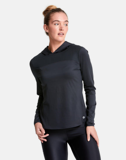 Celero Hooded Long Sleeve in Jet Black - Mid Layer - Gym+Coffee