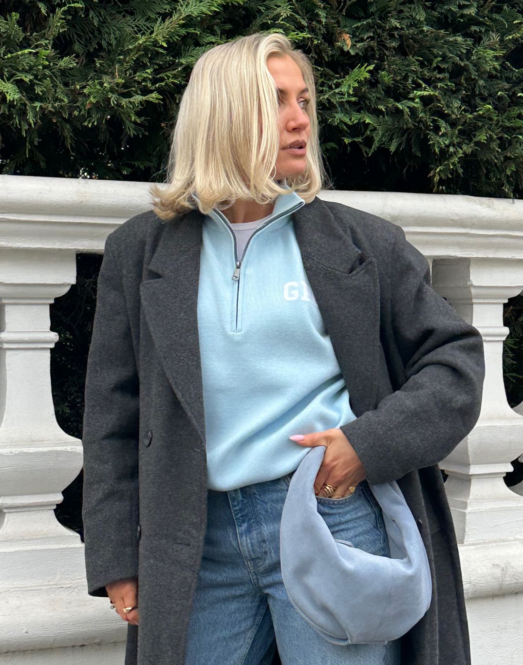 Knit Half Zip in Baby Blue