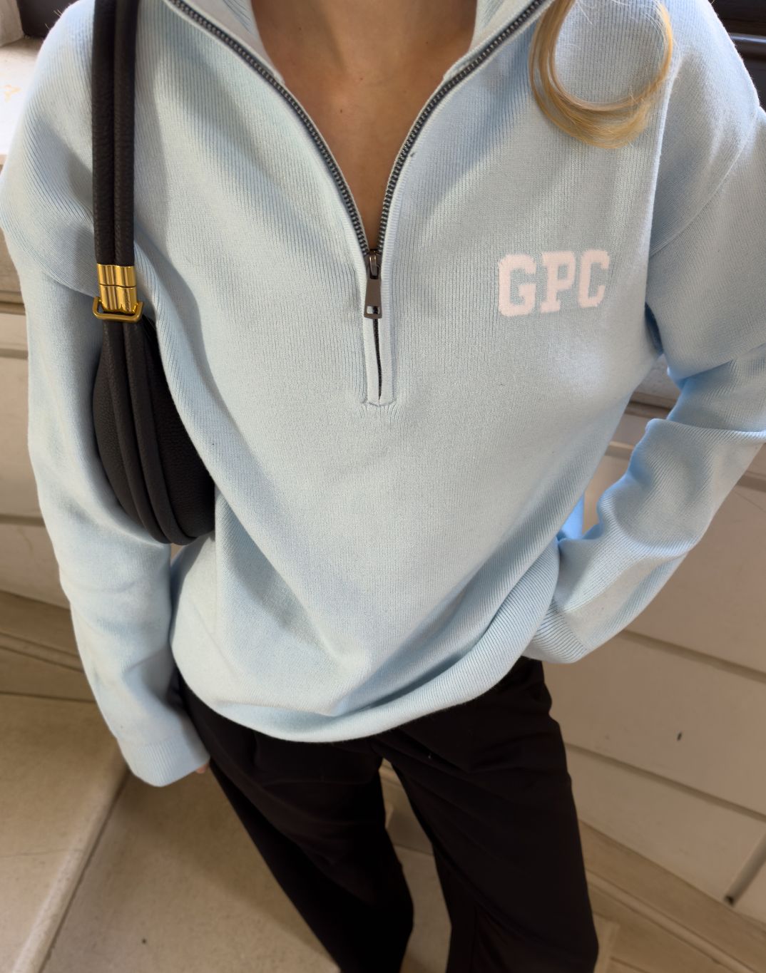 Knit Half Zip in Baby Blue