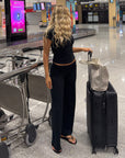 Wide Leg Legging in Black