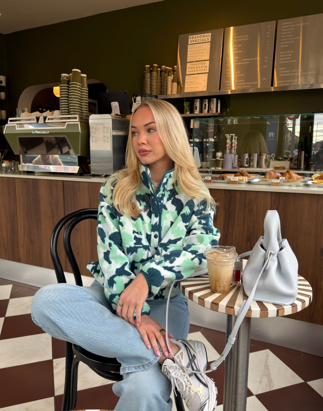 Snap Polar Fleece in Teal Pop Print