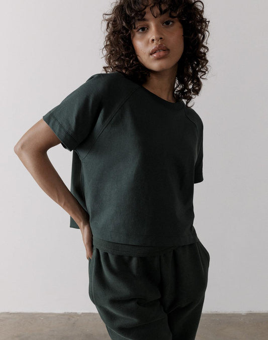 The Women's Crop Tee in Earth Green - T-Shirts - Gym+Coffee