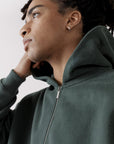 The Oversized Zip Hoodie in Earth Green - Hoodies - Gym+Coffee IE