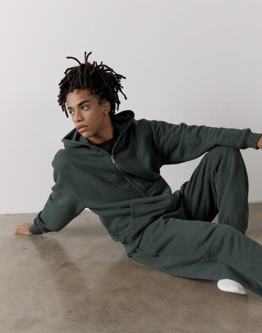 The Oversized Zip Hoodie in Earth Green - Hoodies - Gym+Coffee IE